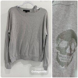 Skull Cashmere Gray Sweater with Skull Detail